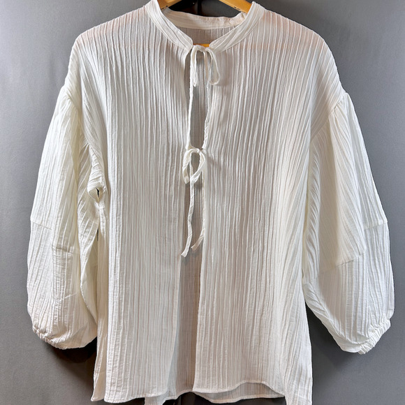 EAPHI NWT Romantic Minimalist Oversized Textured Gauzy Ethereal Balloon Sleeve - Picture 5 of 14